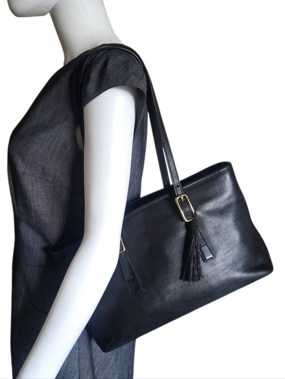 Vintage COACH Legacy Classic Shopper Leather Tote #9813 Black w/Brass Hardware